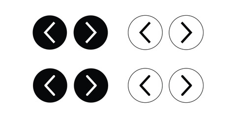 Next Button and Previous Button arrow Icon Set on Transparent Background