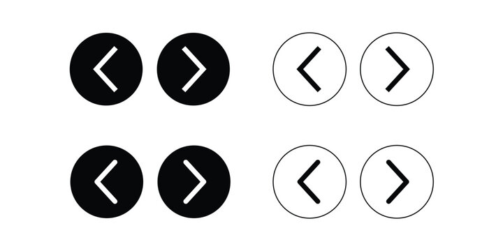 Next Button and Previous Button arrow Icon Set on Transparent Background
