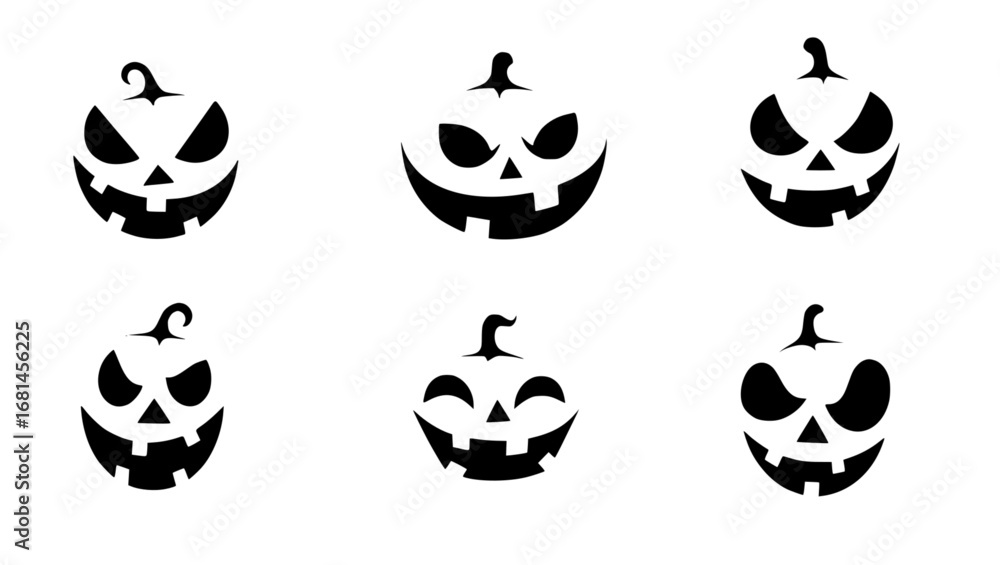 Aufkleber a collection of creatively carved jack-o'-lanterns displaying an array of expressions perfect for sp