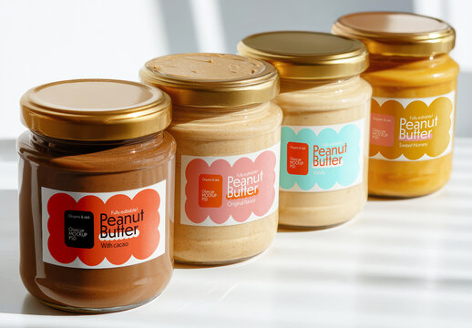 Glass Jar Peanut Butter Mockup Set