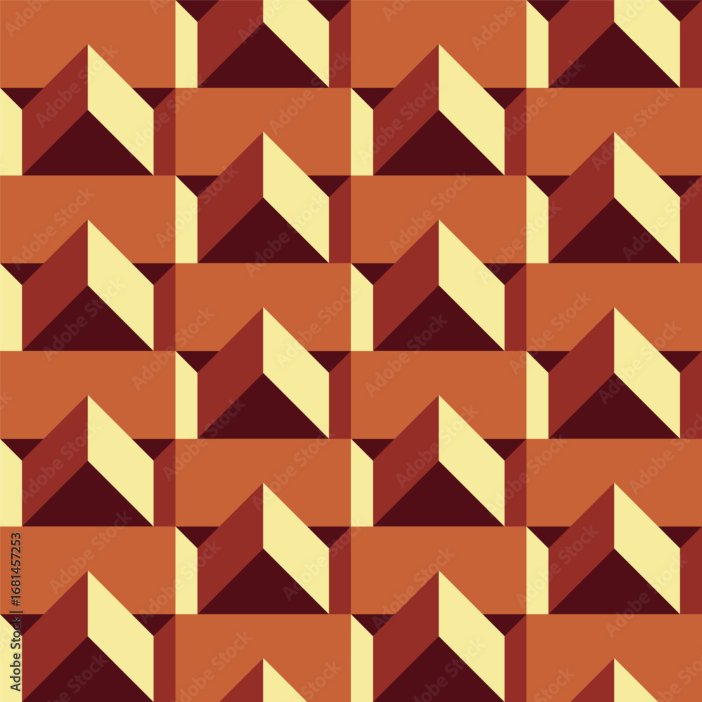 Poster geometric retro pyramid tile pattern seamless repeatable design