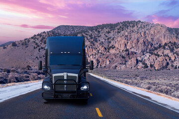 Truck on Highway, Trucking, transpiration concept, USA	