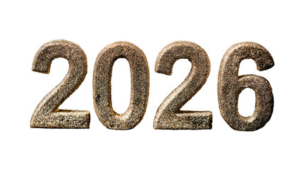 Rustic, textured 2026 numerals, dark background