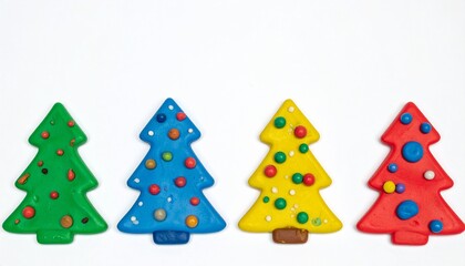 Fototapeta premium Christmas trees polymer clay material . isolated on a white background. 