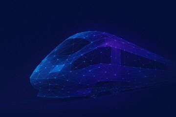 Futuristic high speed train digital network concept visualization illustration