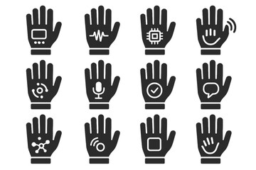 Obraz premium Digital portable ai vector glove robotic control icon input smart