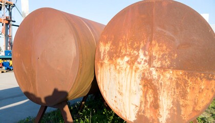 Rusty metal storage tanks