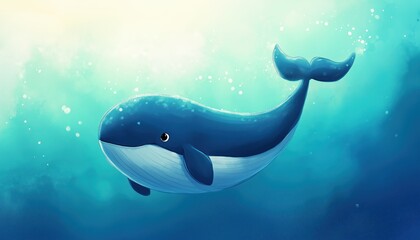 Obraz premium Adorable Whale Print Design For A Charming And Playful Look, Perfect For Adding A Touch Of Whimsy To Any Space.