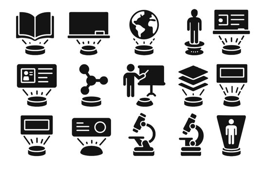 Education projector chart holographic icons hologram interface vector icon teaching digital board