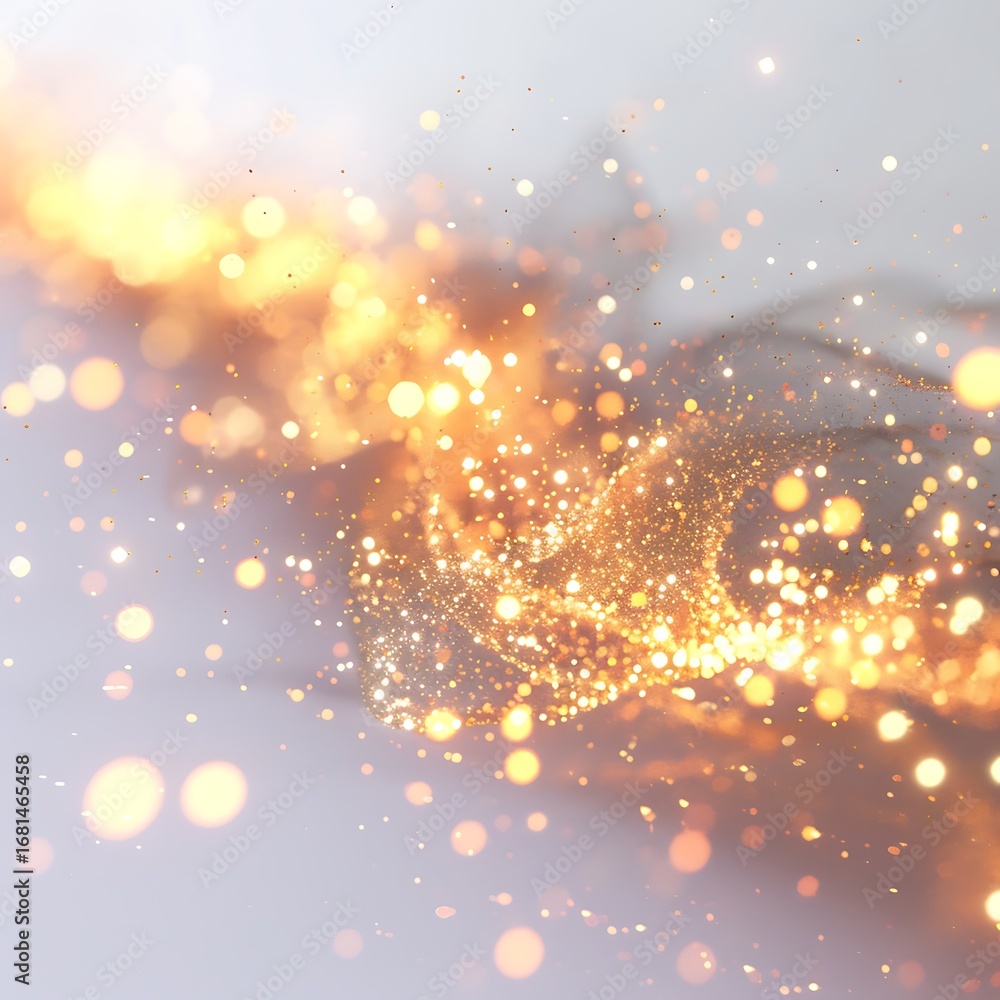 Poster a mesmerizing swirl of golden lights and sparkles, creating an ethereal and dreamy atmosphere.
