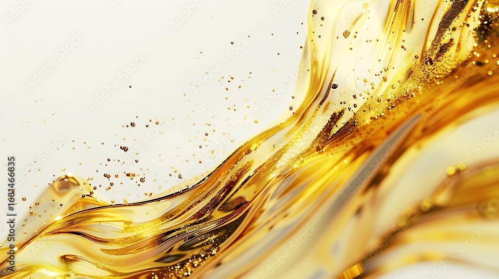 Aufkleber a shimmering golden wave with sparkling particles, creating an elegant and dynamic visual effect aga
