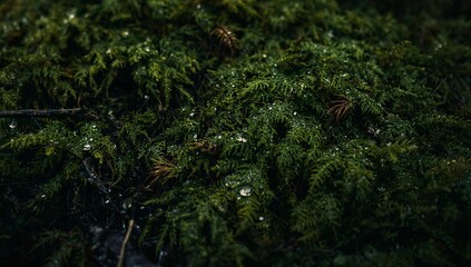 Fototapeta premium Close-up Lush Forest Moss Background 