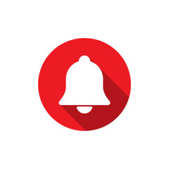 Notification bell icon with long shadow. Reminder, alarm symbol