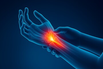 3D Illustration of Man with Wrist Pain Medical Visualization