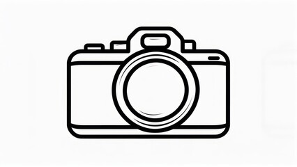 Bold Black Line Art DSLR Camera Icon on White