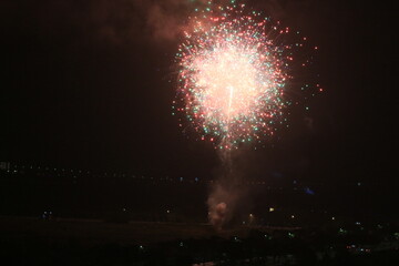Swanbay Dong Nai Vietnam -  2nd September 2025 -  National Day celebration fireworks. The day to honor the country and the people of Vietnam. 