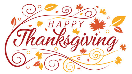 Obraz premium Vector art of happy thanksgiving greeting card with autumn leaves and floral design