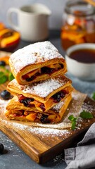 Delicious Peach and Blueberry Puff Pastry Dessert.