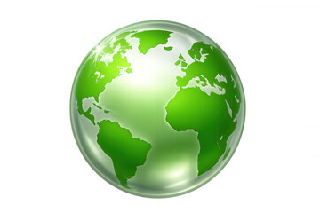 Fototapeta premium Rotating green world globe with light reflections, symbolizing global environmental conservation on transparent background