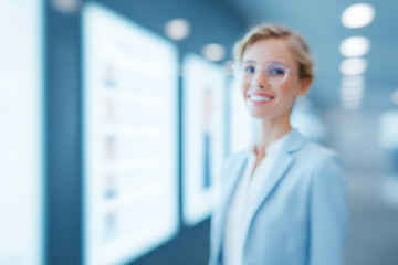 digital screen displaying job listings page featuring ar blurred white text bars overlaying screen