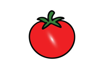 Tomato vector illustration with a green stem