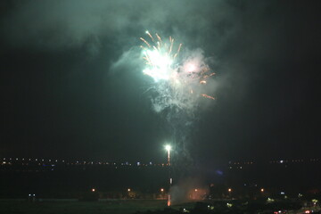Swanbay Dong Nai Vietnam -  2nd September 2025 -  National Day celebration fireworks. The day to honor the country and the people of Vietnam. 