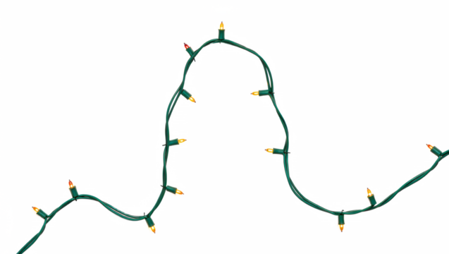 Warm white Christmas lights wreath isolated on white background