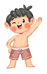 NIÑO FELIZ  EN TRAJE DE BAÑO - PLAYA 