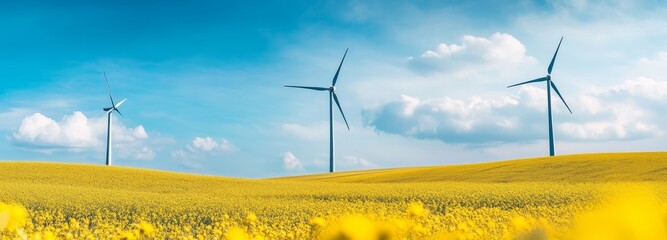 wind turbines in the rapeseed field