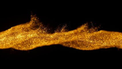 Obraz premium 3d render illustration of abstract gold glitter wave stroke with a shiny, flowing shape. Elegant and luxurious design element.