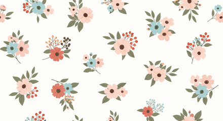Delicate floral pattern with pastel blooms perfect for elegant spring designs and backgrounds