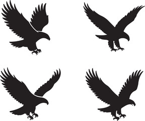 Fototapeta premium eagle silhouette set, icon, white background
