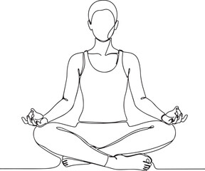 Person Meditating in Lotus Pose Line Drawing yoga meditation