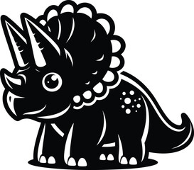 Triceratops dinosaur cartoon character vector illustration isolated on white background