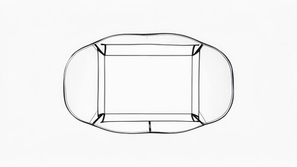 Geometric Black Outline: A Symmetrical Wireframe on a Stark White Background