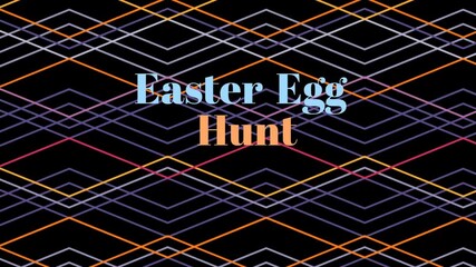 Animation of easter egg hunt text over shapes - Powered by Adobe