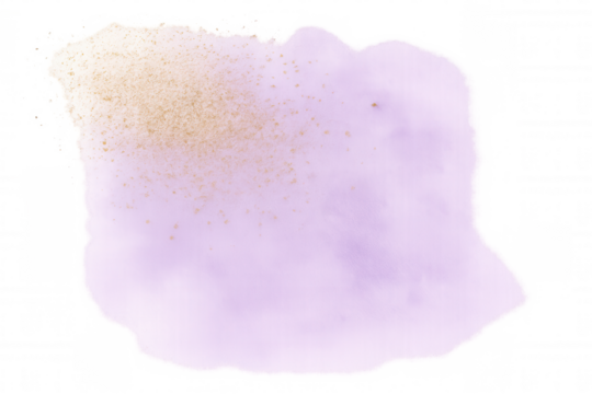 Smear of purple cosmetic cream with gold particles, isolated on transparent background, ideal for beauty and skincare projects