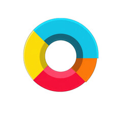 Donut chart icon, simplified vector infographic style, white background