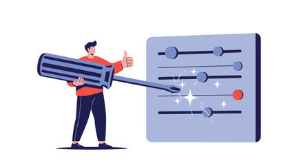 Expert adjusting controls and settings for optimal performance and efficiency