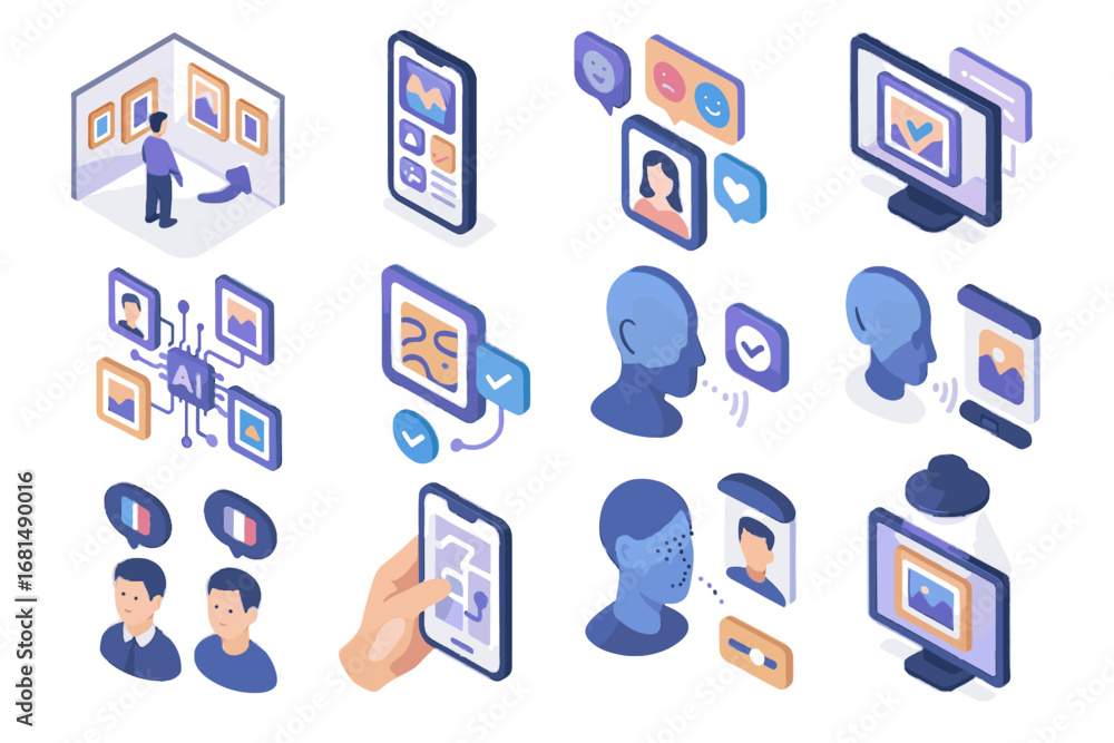 Poster art icon lighting interface vector system ai command isometric reactions adaptive