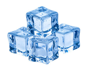 Three ice cubes on white background. Clipping pats. 