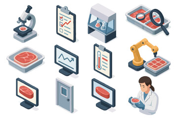 Reviewing visual monitor appearance bioengineering sheet cell icon inspection set screen vector