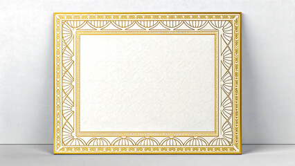 Elegant gold certificate frame with blank paper for awards, diplomas, and special achievements, perfect for any occasion