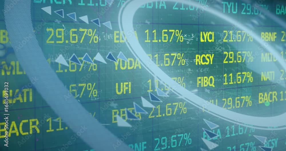 Poster animation of scope scanning over financial data processing