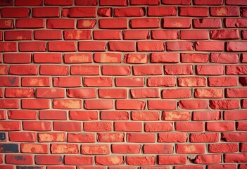 Obraz premium Deeply textured aged crimson brick wall, rich in color and detail, weathered, rough