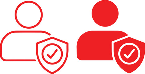user with shield, Simple icons, , symbols, design, geometric shapes, human silhouettes, social interaction, user interface	