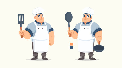 Cartoon chefs holding cooking utensils