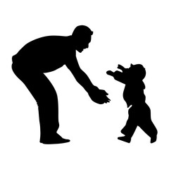 boy and man illustration, Father Child Son Silhouette, Fathers Day, child, holidays, hand png