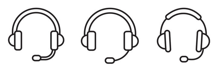 Headset Icon Set – Outline and Minimal Audio Symbols for Music, Gaming, and Communication