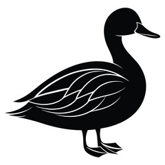 Silhouette of a Duck Black and White Illustration